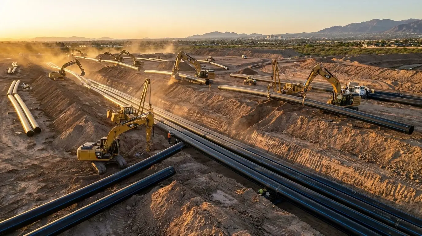 HDPE pipe for water supply installation site