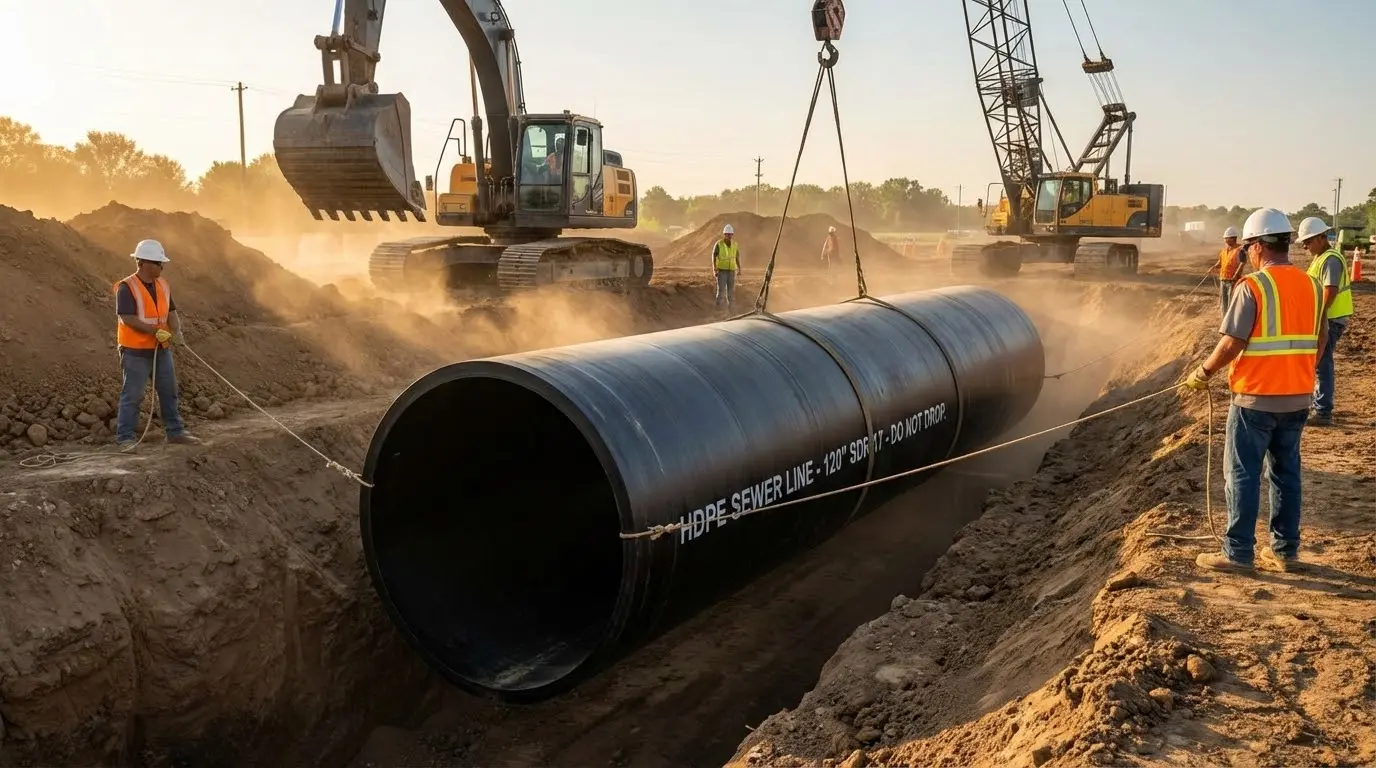 Large diameter HDPE pipe applications for municipal sewer installation