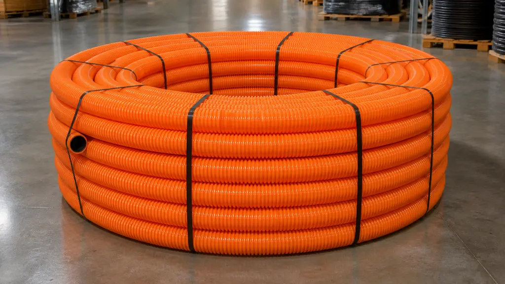Orange single wall corrugated HDPE pipe for cable protection