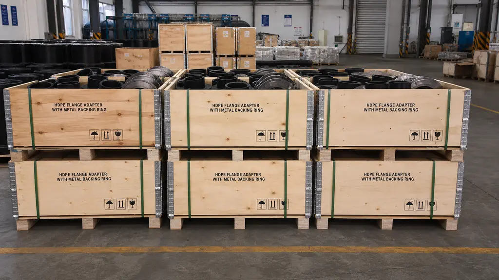 HDPE flange adapter supplier warehouse export packaging