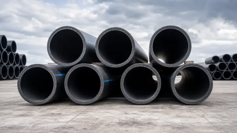 Large Diameter HDPE Pipe showing wall thickness and PE100 resin quality
