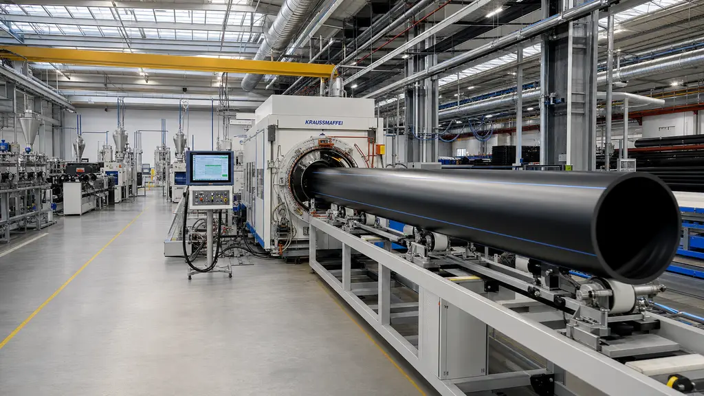 'JINQUAN plastic industry factory producing HDPE pipes and electrofusion fittings'